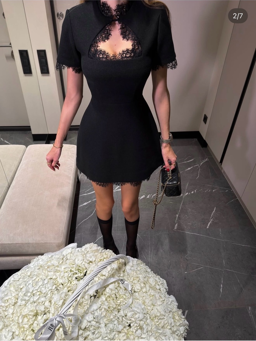 Lace Trim Black dress
